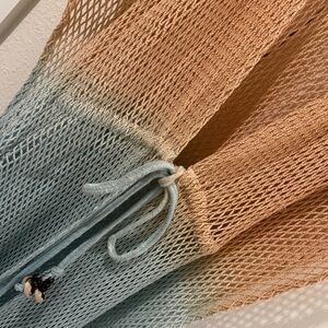 Two-Tone Open Knit Cover Up - Peach & Light Blue